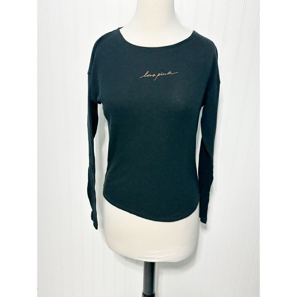 PINK Victoria's Secret Women's Love Pink‎ Thermal Knitted Top Black Size XS